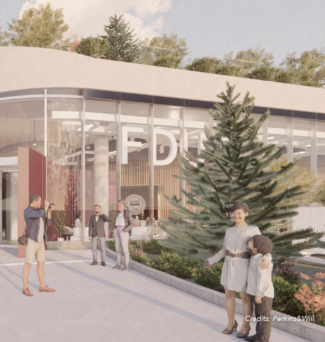 a digital rendering of an outdoor space.