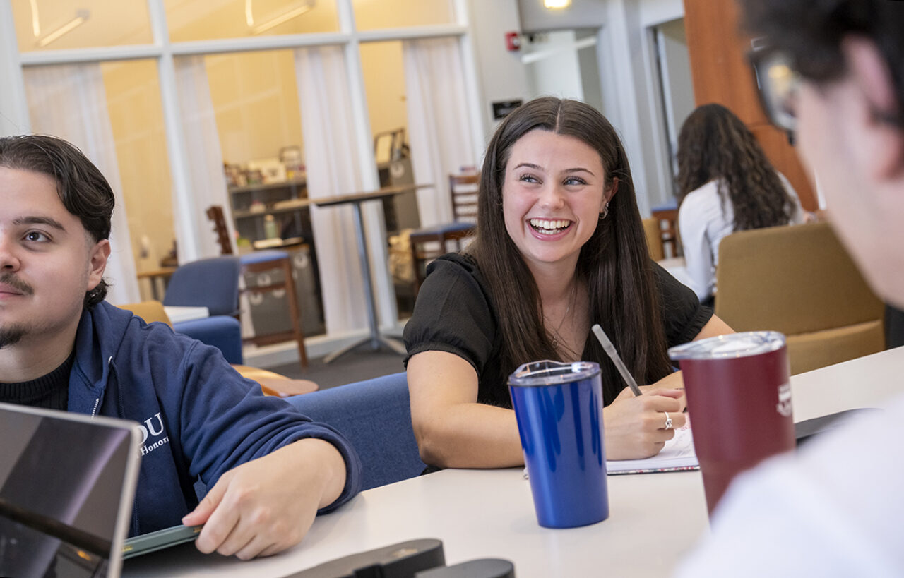 FDU student laughing