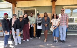 a group of students outside.
