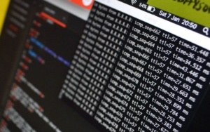a computer screen displaying cybersecurity-related code and data.