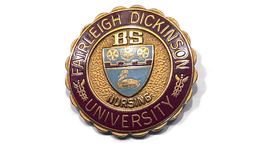 An FDU nursing pin.