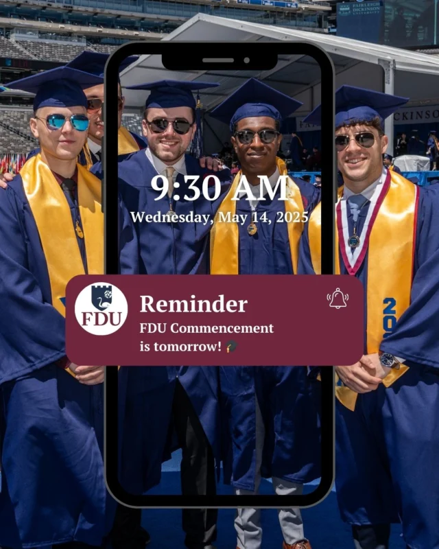 Don't snooze this reminder, tomorrow is graduation day! #FDUGrad 🎓

Be commencement-ready, info in bio and story. ... read more on Instagram.